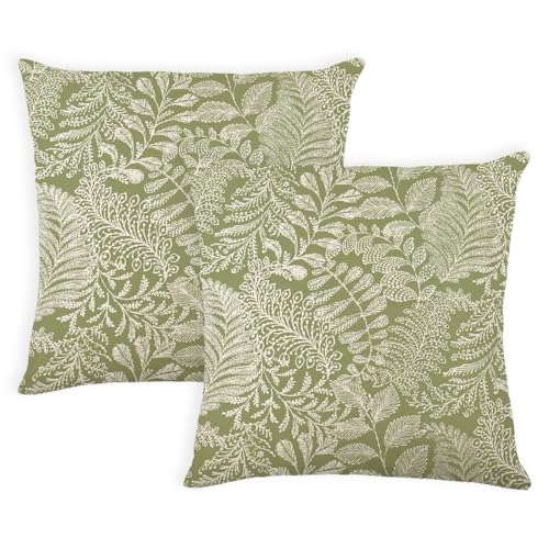 yeshttdy Spring Pillow Covers 18X18 Inch Set of 2 Green Vintage Floral Indoor Outdoor Decorative Throw Pillow Covers Patio Cushion Covers for Spring Couch Sofa Bed Porch Living Room Decor