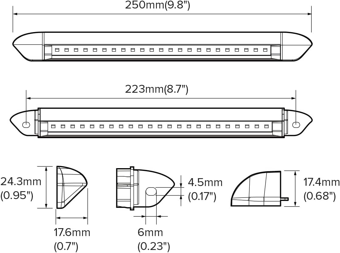 Dream lighting RV Exterior LED Porch Awning Lights 12v Slim Line Light Fixtures for Trailer Boat - 250lm Cool White Lighting 9.8in Pack of 2