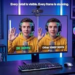 2K Webcam for PC/Mac 1080P@60FPS Computer Camera with 1/2.8''CMOS Sensor,PDAF Autofocus,2 Noise Reduction Mics,Privacy Cover Plug & Play USB Camera for Live Streaming,Video Calling Zoom
