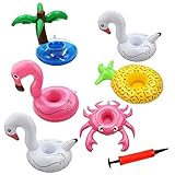 6 Pack Big Inflatable Drink Holder, Drink Pool Floats Cup Holder Floats Inflatable Floating Coasters for Pool Party,Kids Bath Toys (Multicolor)