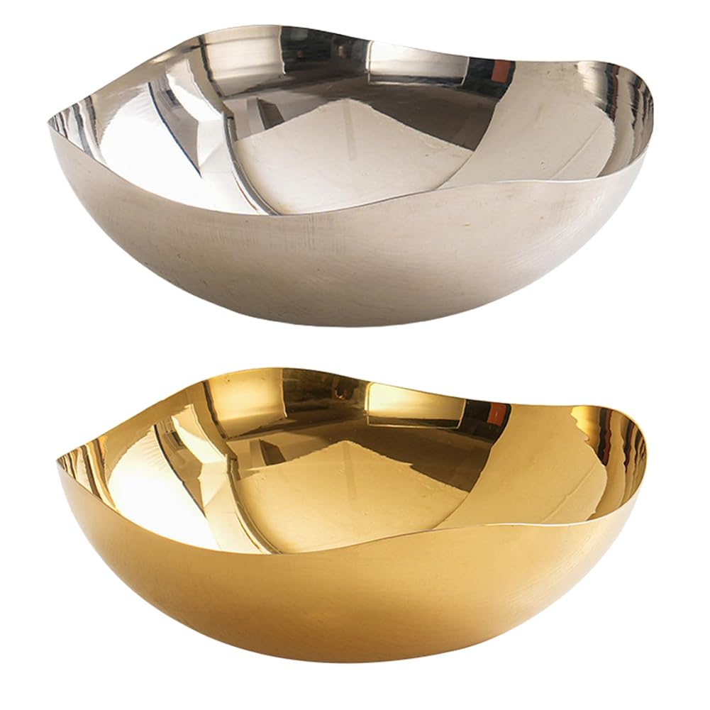 Vjsujehgy Salad Bowl Stainless Steel Fruit Snacks Storage Tray Decorative Centerpiece for Kitchen Countertop for Kitchen
