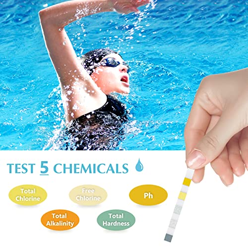 Pooltester Homtiky pH Teststreifen, 5 in 1 Wassertester für Pools
