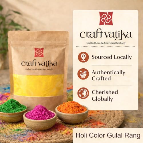 Image of CraftVatika Natural Holi Color Gulal Rang | 80g - 1 Shades x 80g Gulal Organic Holi Colours | Eco Friendly Holi Color Non Toxic Holi for Family, Skin Safe Colors Pack of 1 Multicolor