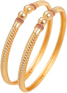 Zeraki Jewels Women's Traditional Gold Plated Sheetal Bangle (Set of 2) Price In India