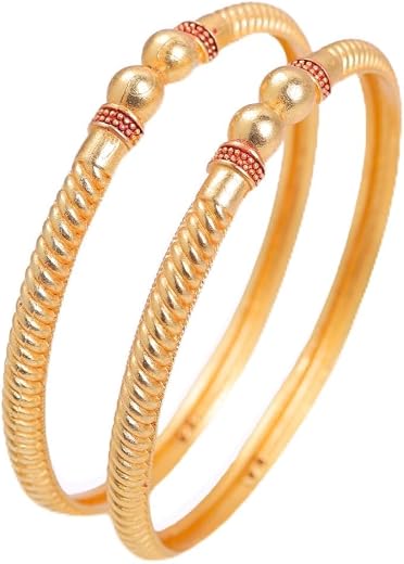 Zeraki Jewels Women's Traditional Gold Plated Sheetal Bangle (Set of 2)