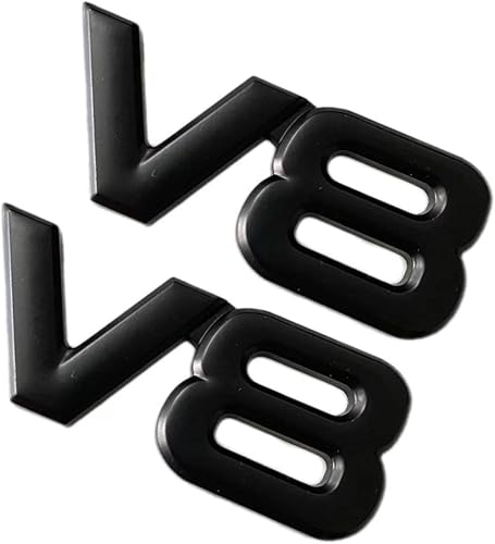 Miniatura 3 de YUGEYE 2 piezas de emblema de metal cromado V8 3D para camión, calcomanía autoadhesiva universal para automóvil (negro)