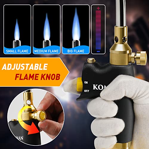 Koman Propane Torch Head,Trigger Start Mapp Gas Torch Kit With Self Ignition, Welding Torch Head By Mapp, Map/Pro,For Soldering,Brazing,Stripping Paint,Cooking(Csa Certified) #TOP2
