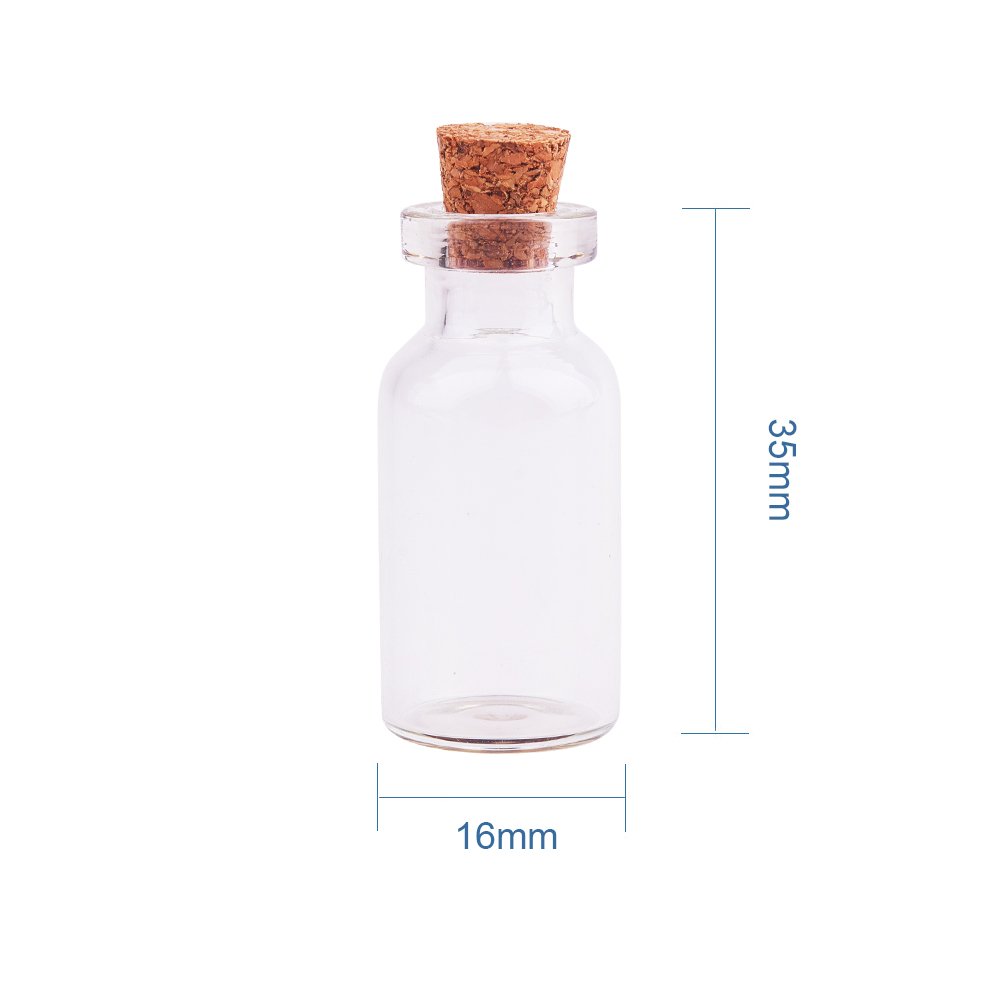 PH PandaHall 14 Pack Small Glass Bottles Jars Tiny Clear Vials Storage Container with Cork Stoppers and Screw Eye Pin for Decoration, Arts & Crafts, Projects, Party Favors