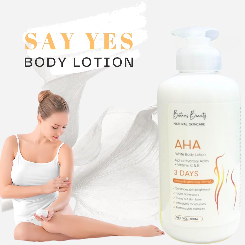 Britains Beauty AHA White Body Lotion with Alpha Hydroxy Acids, Vitamin C & E - Image 2