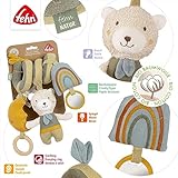 Fehn Activity Spirale Bär – Kinderwagen Spielzeug zum Fühlen und Greifen – Babyspielzeug für Bett, Laufstall, Babyschale und Autositz – Motorikspielzeug für Babys und Kleinkinder ab 0+ Monaten