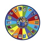 Joy Carpets Round Read All About It Rug, Multicolored, 5'4