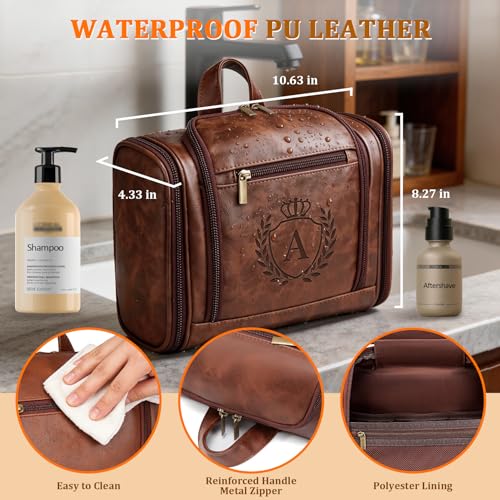 Aganmi Personalized Hanging Leather Toiletry Bag