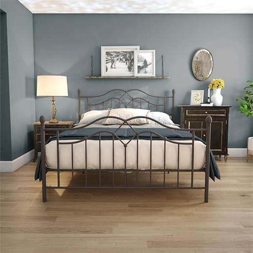 Dhp Tokyo Metal Platform Bed With Classic Finial Post Headboard And Footboard, Underbed Storage Space, No Box Spring Needed, Full, Bronze #TOP4