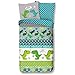 Produktbild Aminata kids Bettwäsche Dinosaurier 135x200 Kinder Baumwolle Kinderbettwäsche mit Dino-Dinosaurier-Motiv, grün - Jungen