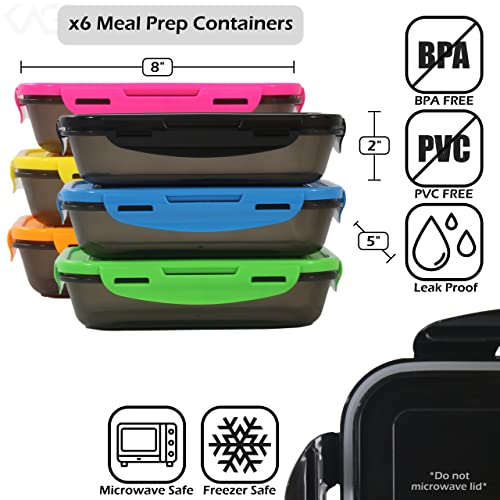 Sure Seal Meal Prep Containers 24Oz 6-Pack, Bpa Free, Airtight, Food Storage Containers Best For Meal Prepping & Portion Control, Reusable, Stackable, Microwavable (Variety) #TOP3