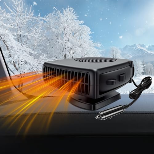 Calentador de Coche 12V 200W, Portátil Desempañador Rápido para Coche, 2 en 1 Descongelador/Calefactor, Rotación 360°, Rápido Desempañado para Parabrisas, para Automóviles, Camiones, Caravanas