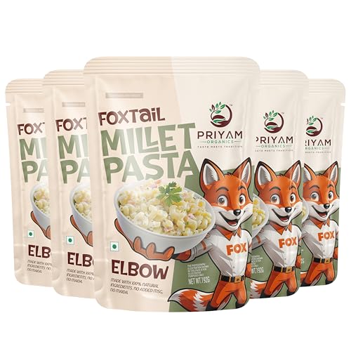 Image of PRIYAM ORGANICS Foxtail Millet Multigrain Macaroni Pasta with Seasoning Mix | Pack of 5 | Ultimate Multigrain Nutritious Pasta Blend | 960 g