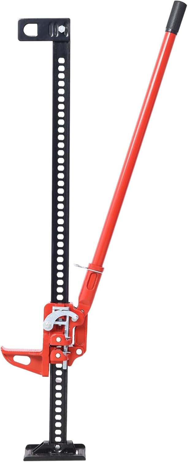 60" High Lift Farm Jack - 7000 lbs Capacity Heavy-Duty Ratcheting Utility Jack for Tractor, Truck, SUV, Off-Road Bumper Lifting, Red (48 inch)