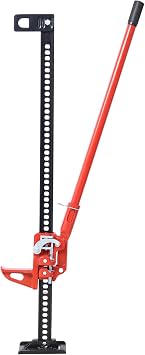60" High Lift Farm Jack - 7000 lbs Capacity Heavy-Duty Ratcheting Utility Jack for Tractor, Truck, SUV, Off-Road Bumper Lifting, Red 48 inch