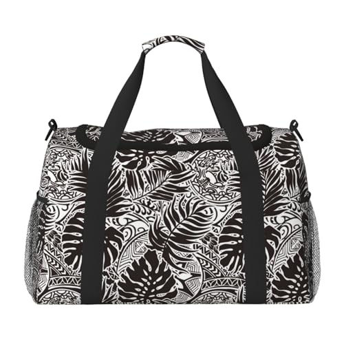 Polynesian Style With Leave Travel Duffle Bag Carry On Duffle Bags For Womens & Mens Travel Overnight Bag Tote Bag Yoga Gym Bag