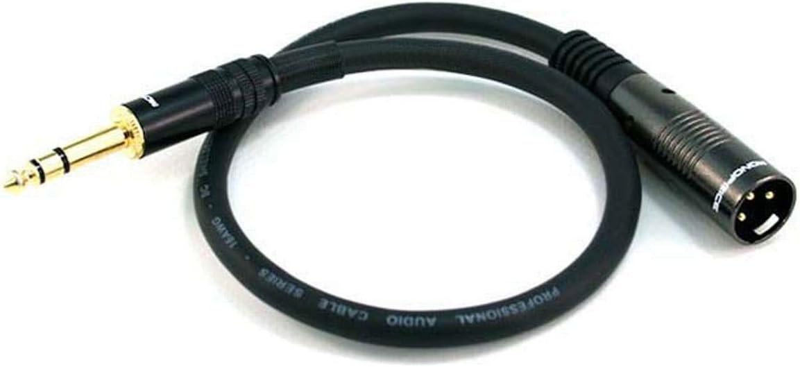 Monoprice 104759 1.5-Feet Premier Series XLR Male to 1/4-Inch TRS Male 16AWG Cable Black