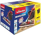 Vileda - Sistema de limpieza para todo tipo de suelos, con cubo, escurridor y soporte, incluye un paño de microfibra - Color negro/rojo