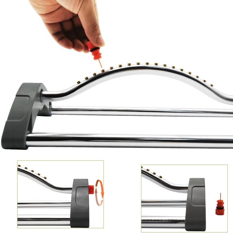 Miniatura 7 de Aspersor oscilante de metal con boquillas de latón, aspersor de agua para cubiertas de césped de hasta 3,600 pies, incluye aguja de limpieza de