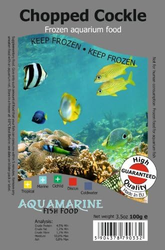 *** BUY 2 AND GET 1 FREE *** FROZEN CHOPPED COCKLE - Fish food in 100g blister pack - Excellent for Tropical, Marine and Cichlid fish *FREE DELIVERY*