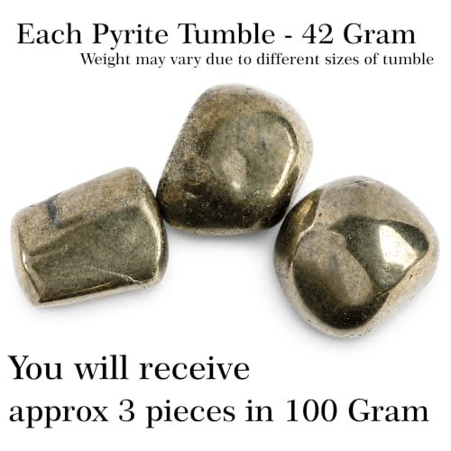 Image of Crystal Pyrite Tumble Stone Pebble Tumbled Gemstone for Reiki Healing Vastu Correction Gravels for Aquarium Home Decor Garden Table 100 Gm