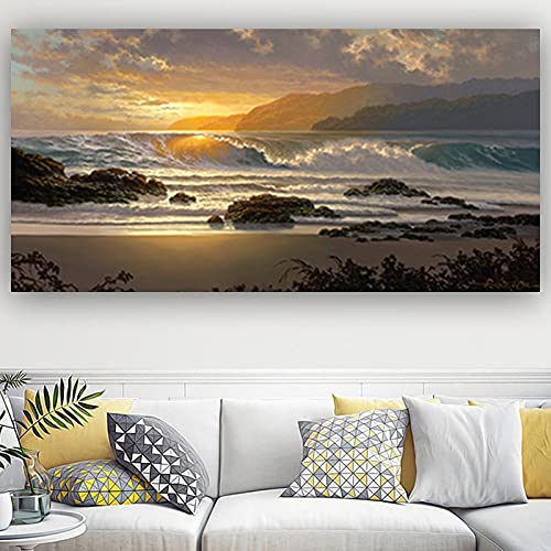 Peinture diamant 5D soleil de plage pour sublimer votre décoration murale de salon 50x100cm