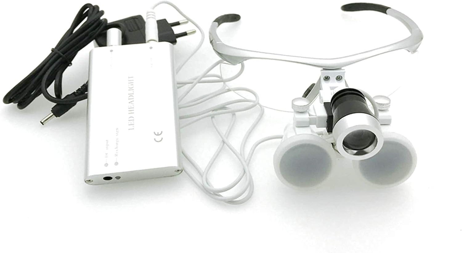 Magnifying Glasses, Magnifier with Light, Dental Loupes, Loupe with Led Headlight, Optical Glassp, 3.5X420Mm Working Distance, Portable Head Surgical Binocular, Aluminum Box