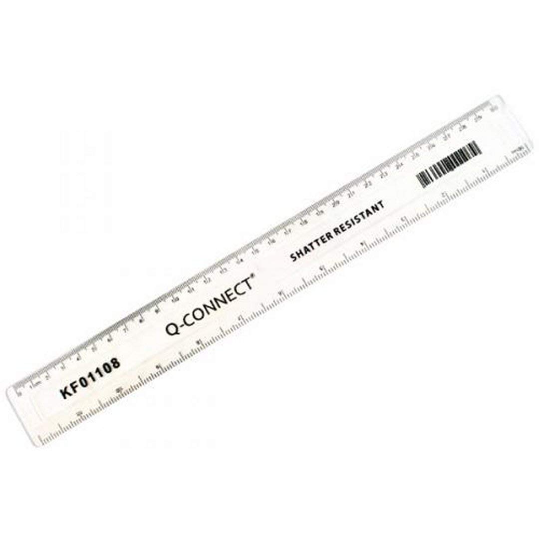 Happy Packers Pack Of 20 Q-Connect 300Mm Ruler Shatterproof Clear Rulers
