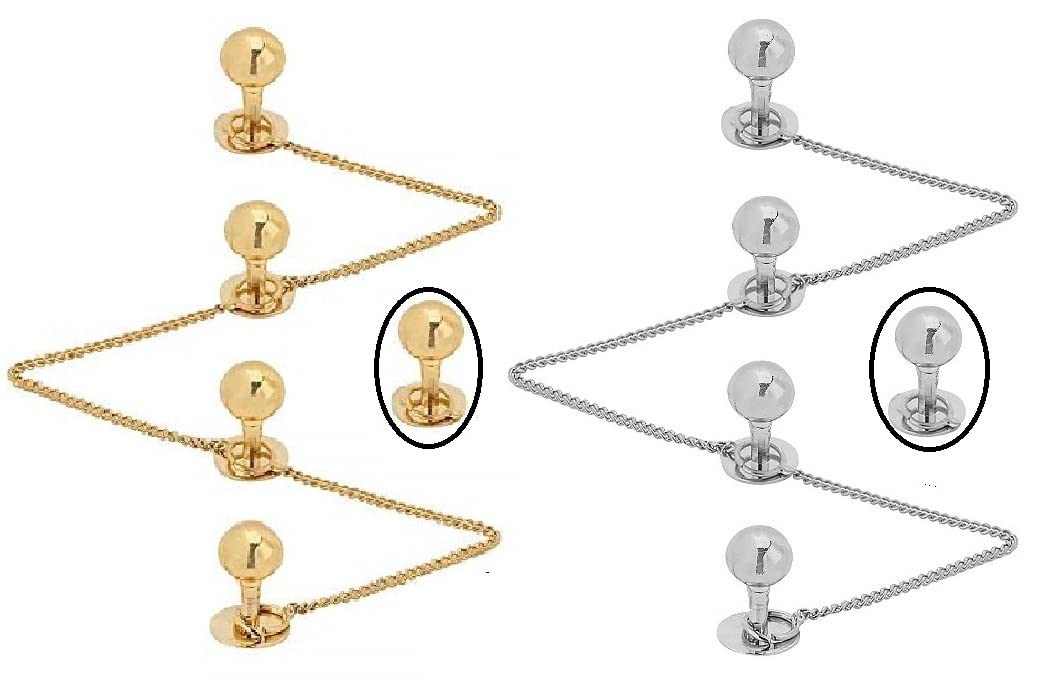 THANUS CRAFT Traditional Gold and Silver Stone Ball Bead Kurta Buttons Cufflinks Combo With Chain For Women Men (B0BN2853C7) Amazon Price History, Amazon Price Tracker