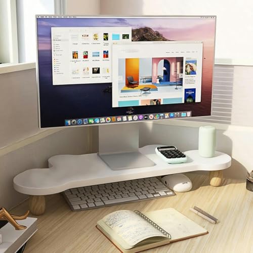 Soporte de esquina para monitor de ordenador, soporte elevador de escritorio de madera con patas de plumas de ganso, ergonómicamente elevado, para ordenador portátil, TV/tableta/escritorio de oficina,