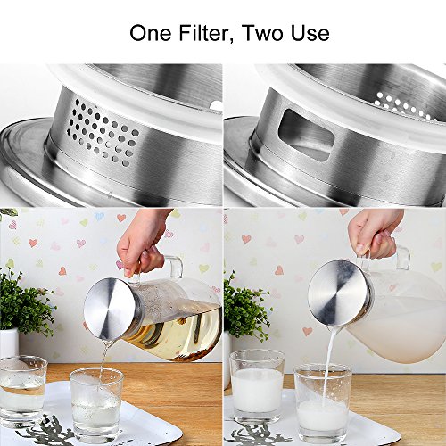 Foto von 1500ml 53oz Karaffe Glas Krug Krug Bleifrei Borosilikatglas Wasserkocher mit Kristallgriff und Edelstahl Deckel für Milch, Rotwein, kaltes Wasser, Fruchtsaft, heißen Kaffee, EIS Getränke etc