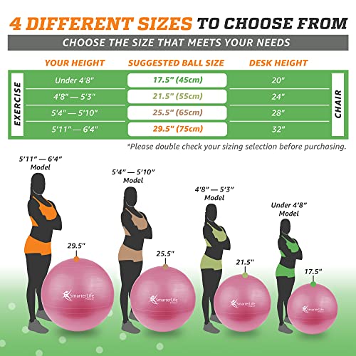 image for SmarterLife Products SmarterLife Exercise Ball Yoga Ball for Fitness, 