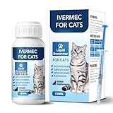 lvermect Dewormer Liquid for Cats, Cat Dewormer, Digestive Cleanser Treatment, Broad Spectrum for All Wormer, Round Worms, Pin Worms, Hookworms, Lung Worms, Cats Internal Balance Support