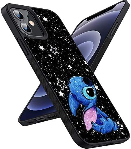IStyleIShow Cute Starry Night Stitch Soft TPU Cover Case for iPhone 12 Mini Case 5.4 inch (2020) - Black