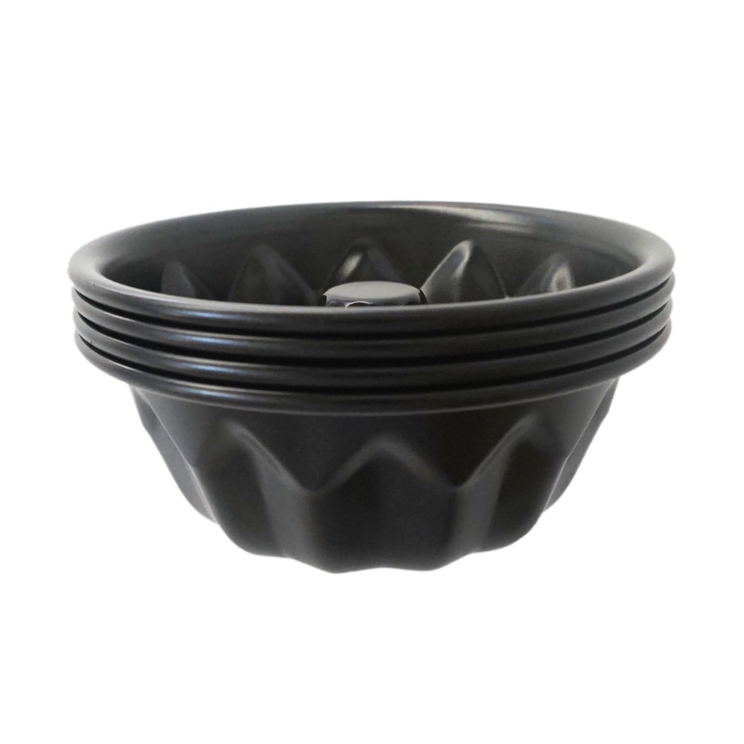 Mini Bundt - Molde para pasteles para hornear 4 pulgadas, molde antiadherente de metal estriado, molde de acero al carbono para magdalenas, magdalenas, brownie, kugelhopf, gelatina, negro, 4 7