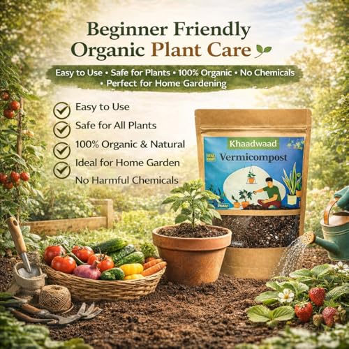 Image of Organic Vermicompost Fertilizer for Plants | Natural Manure & Soil Enricher for Home Garden, Terrace Garden, Pots, Planters & Vegetable Plants (1kg)