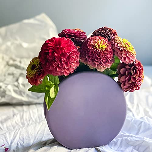 Rhapsody Studio Ceramic Vases For Home Decor - Round Vase, Lavender Vase, Purple Vase, Vases For Decor,Aesthetic Room Decor,Home Decorations For Living Room, Coffee Table Decor, Table Vase, Small Vase #TOP8