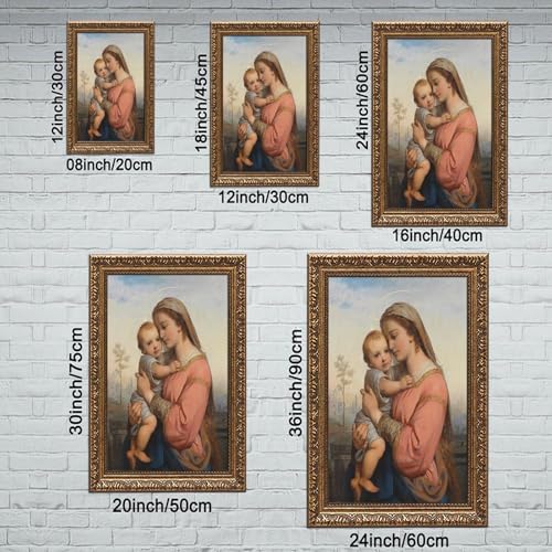 Poster Madonna et l'enfant Franz Russ sur toile premium imprimée avec cadre en bois - 2