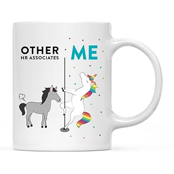 Ceramic Coffee Tea Mug Thank You Gift, Other HR Associates Me, Horse Unicorn, 1-Pack, Birthday Christmas Gift Ideas Coworker Him Her, Gift Box