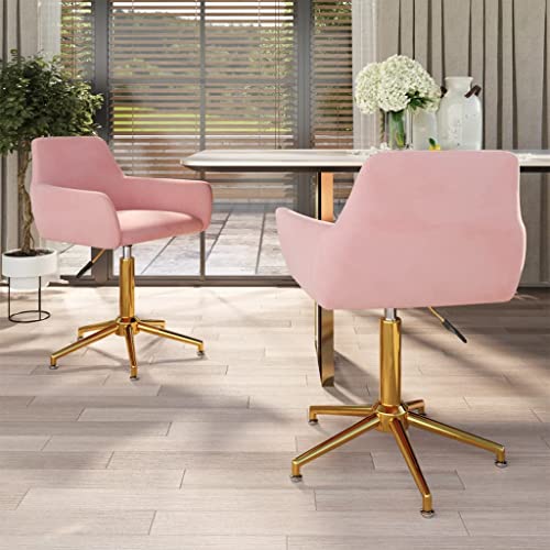 Genérico Sillas de Comedor giratorias 2 Unidades Terciopelo Rosa, Sillas de Comedor Rosa,331133