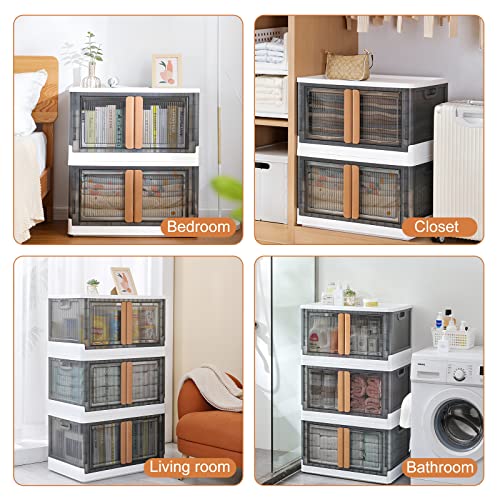 Storage Bins With Lids, 3 Pack 8.4 Gal Collapsible Storage Bins, Plastic Storage Bins With Wheels, Folding Storage Box, Storage Containers For Closet Organization, Stackable Closet Organizers And Storage, Toy Box, Book Storage Cubes, Sheet Storage (3 Pack) #TOP5