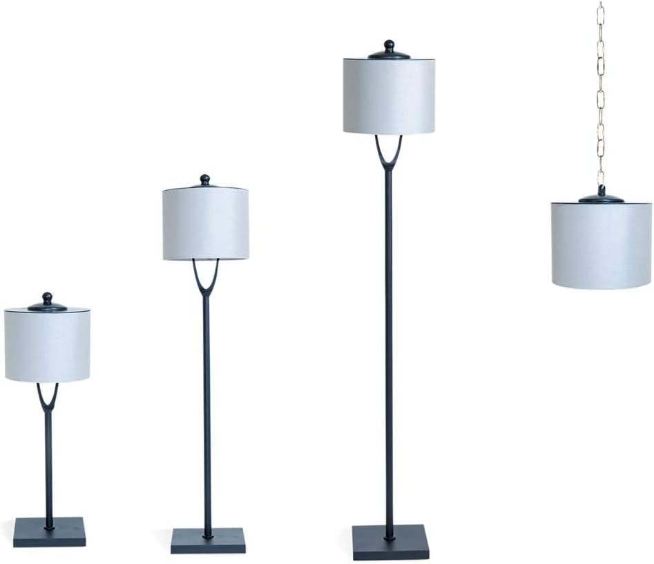 LED Rechargeable Weatherproof Outdoor Table Lamp, Floor Lamp, Hanging Lamp Combination with Sunbrella Shade, Matte Black Finish (New)