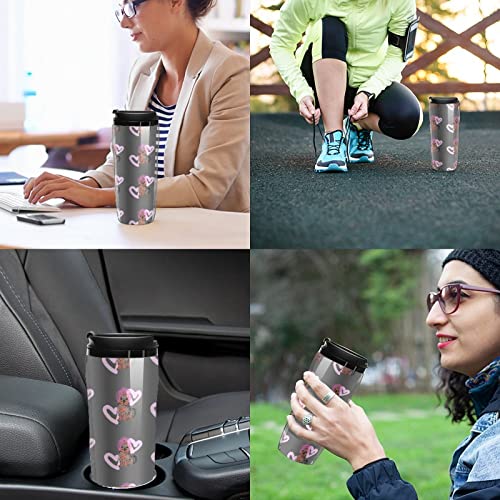 Yorkshire Terrier Puppy con una toalla rosada Corazones Vaso de viaje Taza de café de plástico con tapa, doble pared… - Imagen 6