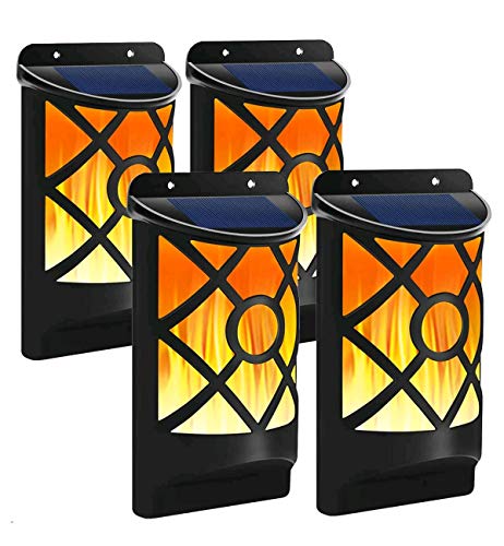 Up To 60% OFF Solar Flame Light 4 PCs Solar Flame Lights Set Upgraded Waterproof Landscape Garden Pathway Light with Dancing Flickering Flames Auto On/Off Dusk to Dawn Wall Lights for Garden Yard Decoration