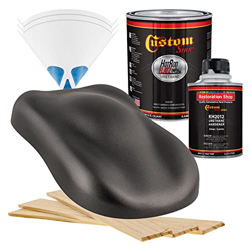 Custom Shop - Anthracite Gray Metallic - Hot Rod Flatz Flat Matte Satin Urethane Auto Paint - Complete Quart Paint Kit - Professional Low Sheen Automotive, Car Truck Coating, 4:1 Mix Ratio