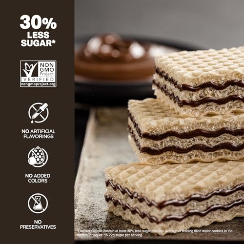 Image of Loacker Classic Dark Chocolate Cream Wafer Cookies, 12-Pack, Non-GMO